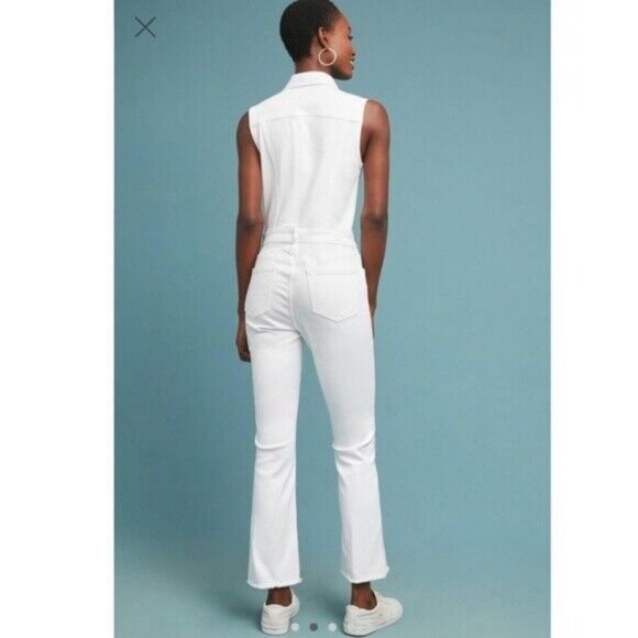 Pilcro by Anthropologie White Denim Stretch Jumpsuit XS Size 0 - Picture 2 of 10